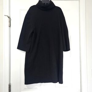 ZARA Turtleneck Black 3/4 Sleeves Cotton Shift Dress Size Medium Dark Academia